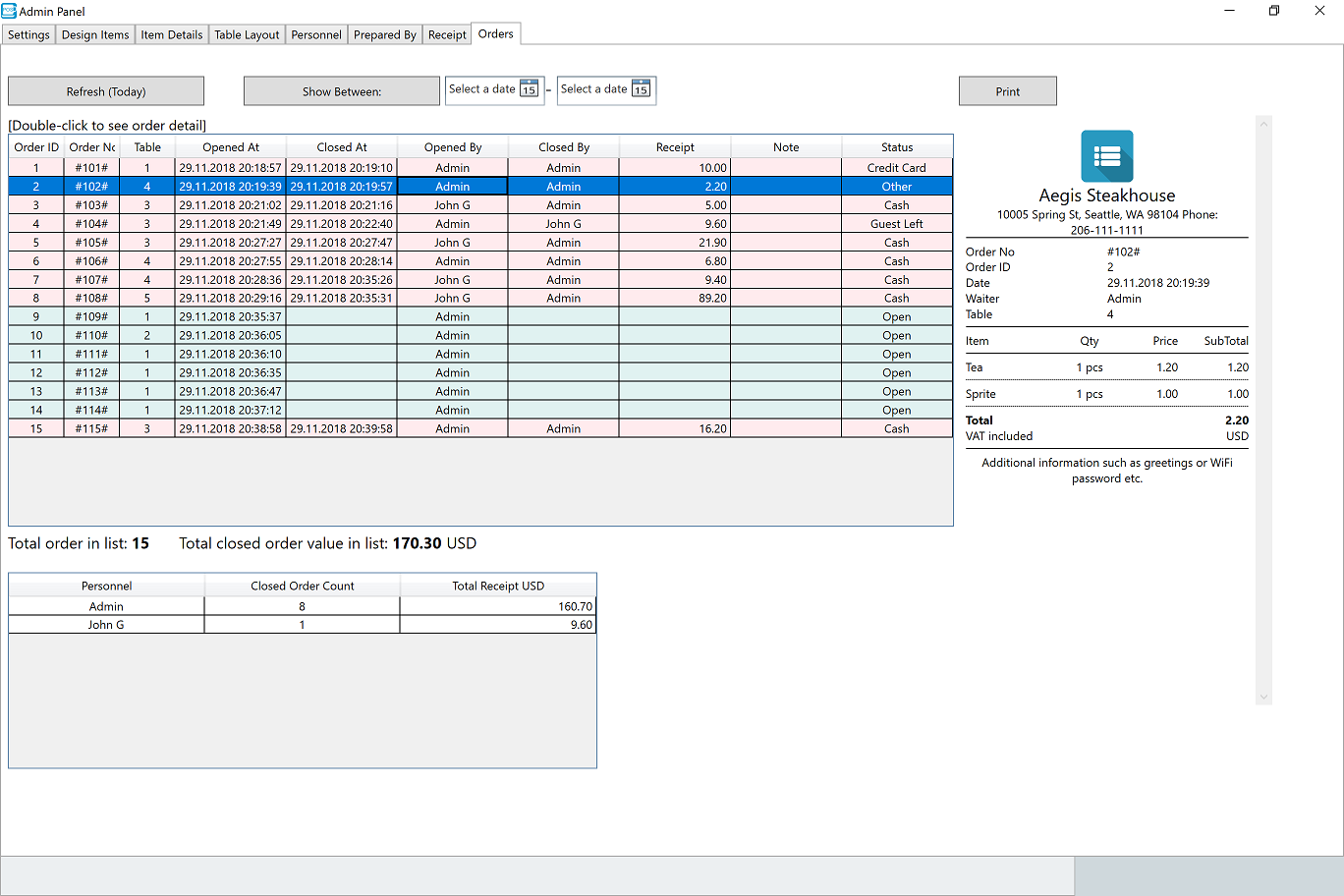 Monitor Orders